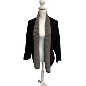 Chicos‎ Women's Black Sweater Wrap Open Cardigan Houndstooth Size 1  US M/8